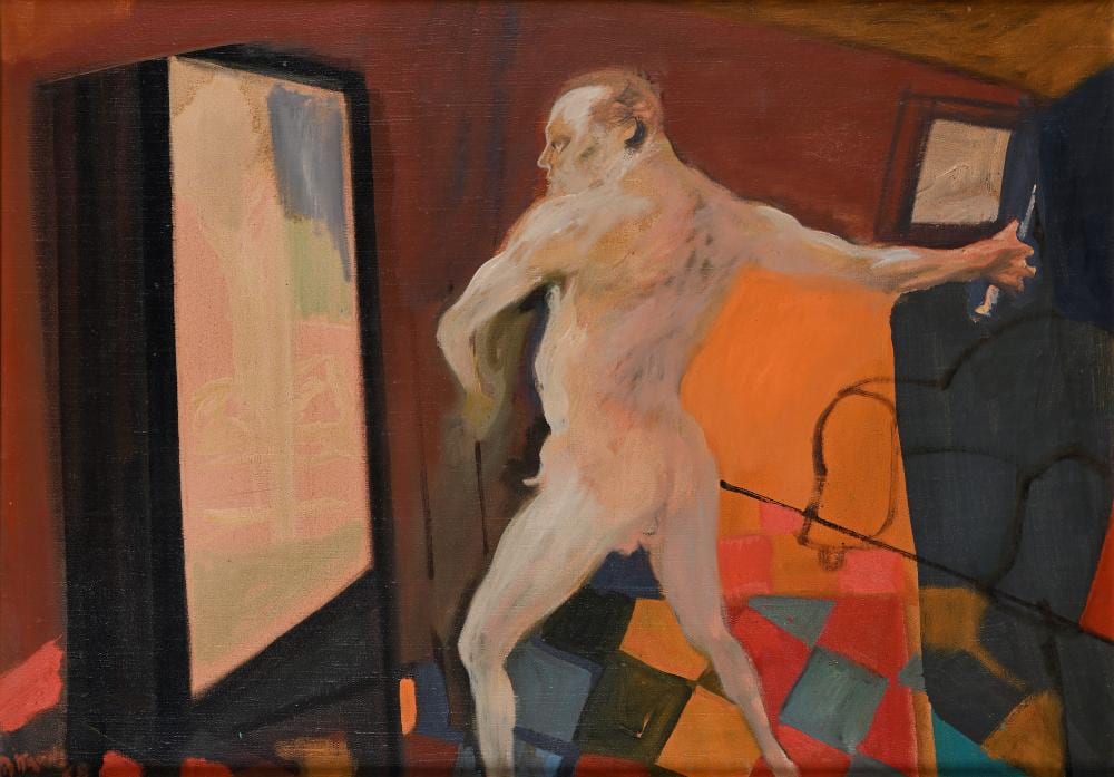 Ugo Attardi comparable auction result: ugo attardi genoa 1923 rome 2006 the mirror 1968
