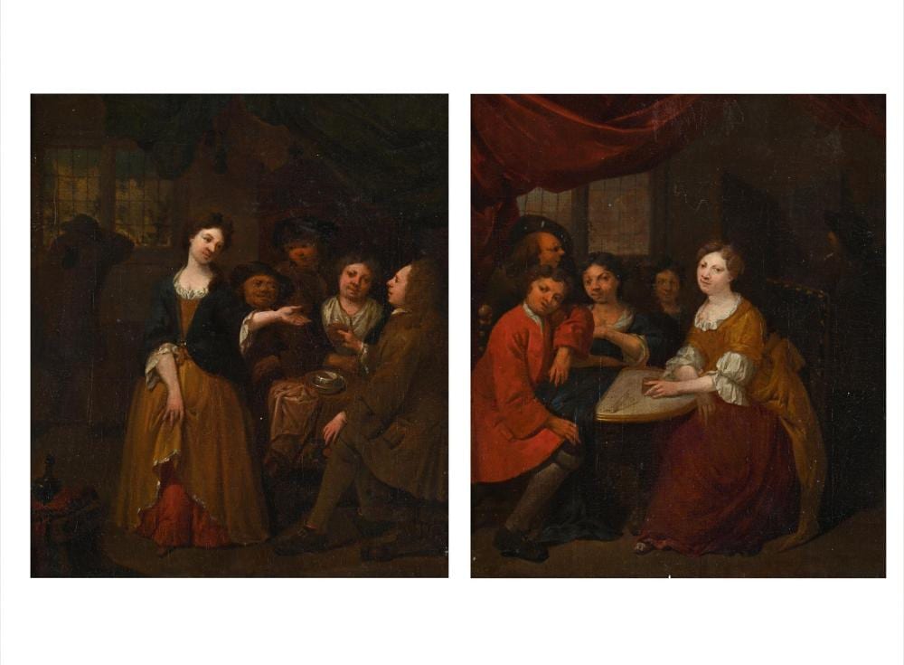 jan baptist lambrechts flemish 1680 circa 1731 interior scenes with figures drinking 2 · Dreweatts 1759 Fine Sales · 2026-06-10 Jan Baptist Lambrechts comparable auction result: jan baptist lambrechts flemish 1680 circa 1731 interior scenes with figures drinking 2
