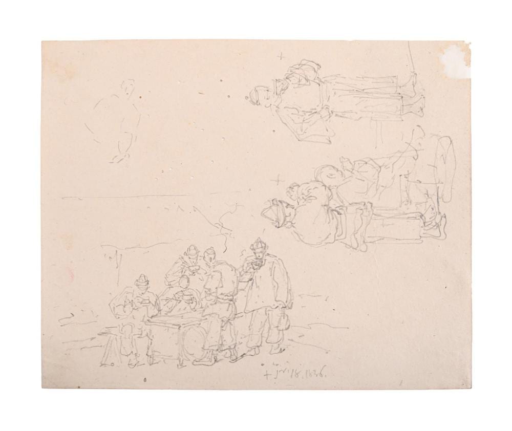George Chinnery comparable auction result: george chinnery british 1774 1852 various figure studies including men around a table
