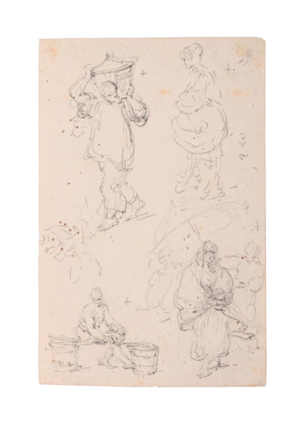 George Chinnery comparable auction result: george chinnery british 1774 1852 study of a man carring a box on his shoulder 2