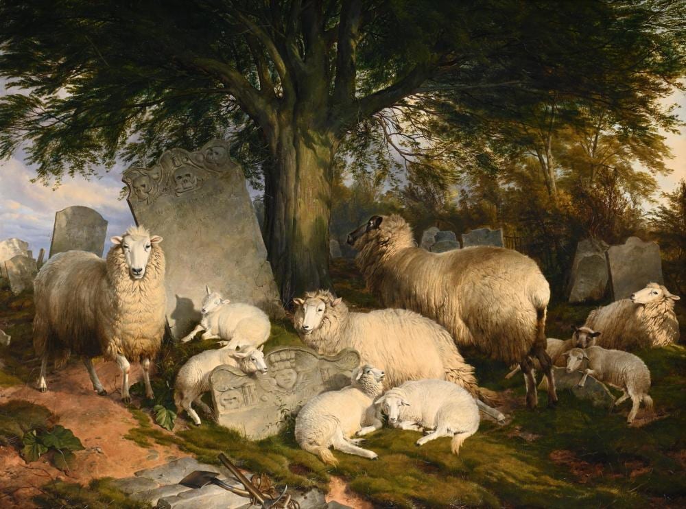 Thomas Sidney Cooper comparable auction result: thomas sidney cooper british 1803 1902 reposing on god s acre together with a sketch 2