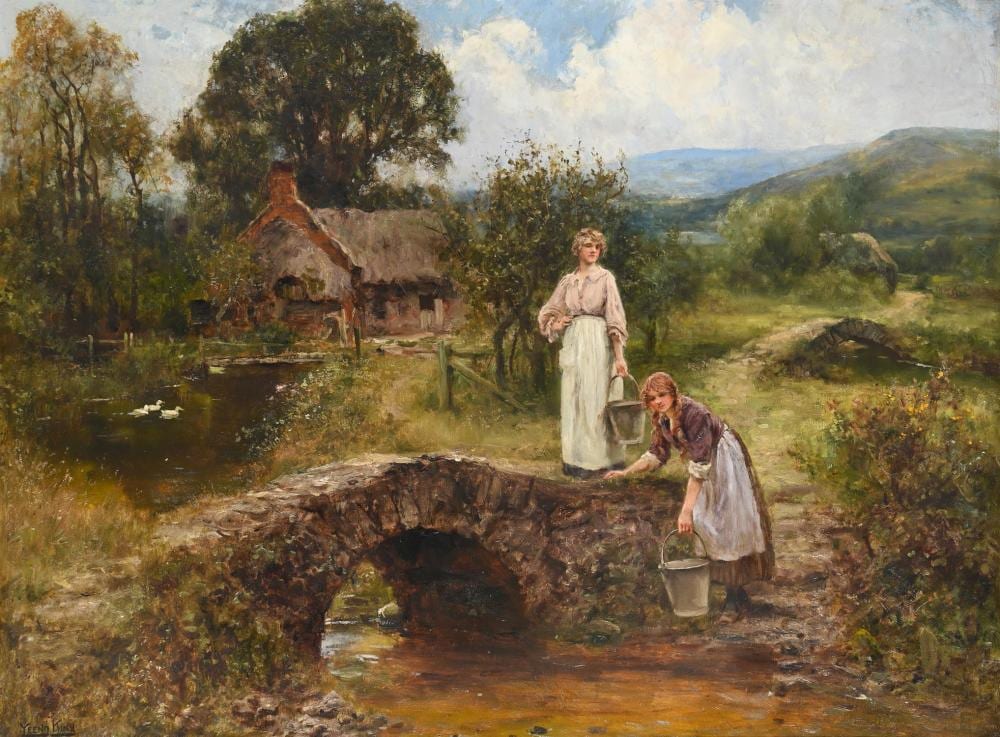 Yeend King comparable auction result: henry john yeend king british 1855 1924 young women by a bridge in a country landscape