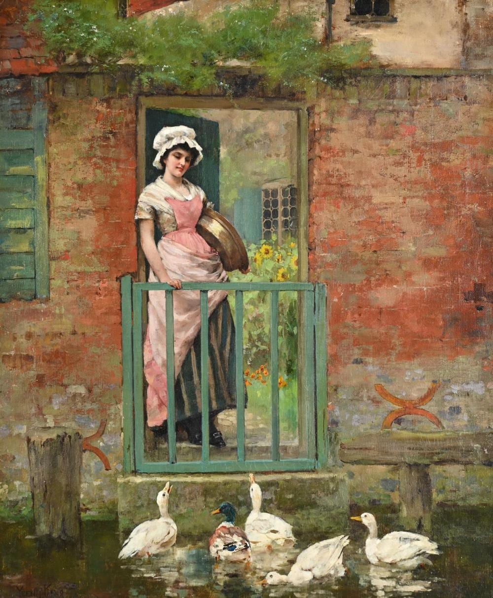 Yeend King comparable auction result: henry john yeend king british 1855 1924 feeding the ducks