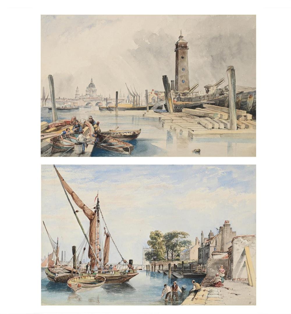 John Wilson Carmichael comparable auction result: john wilson carmichael british 1800 1868 below waterloo bridge whitehall gardens 2