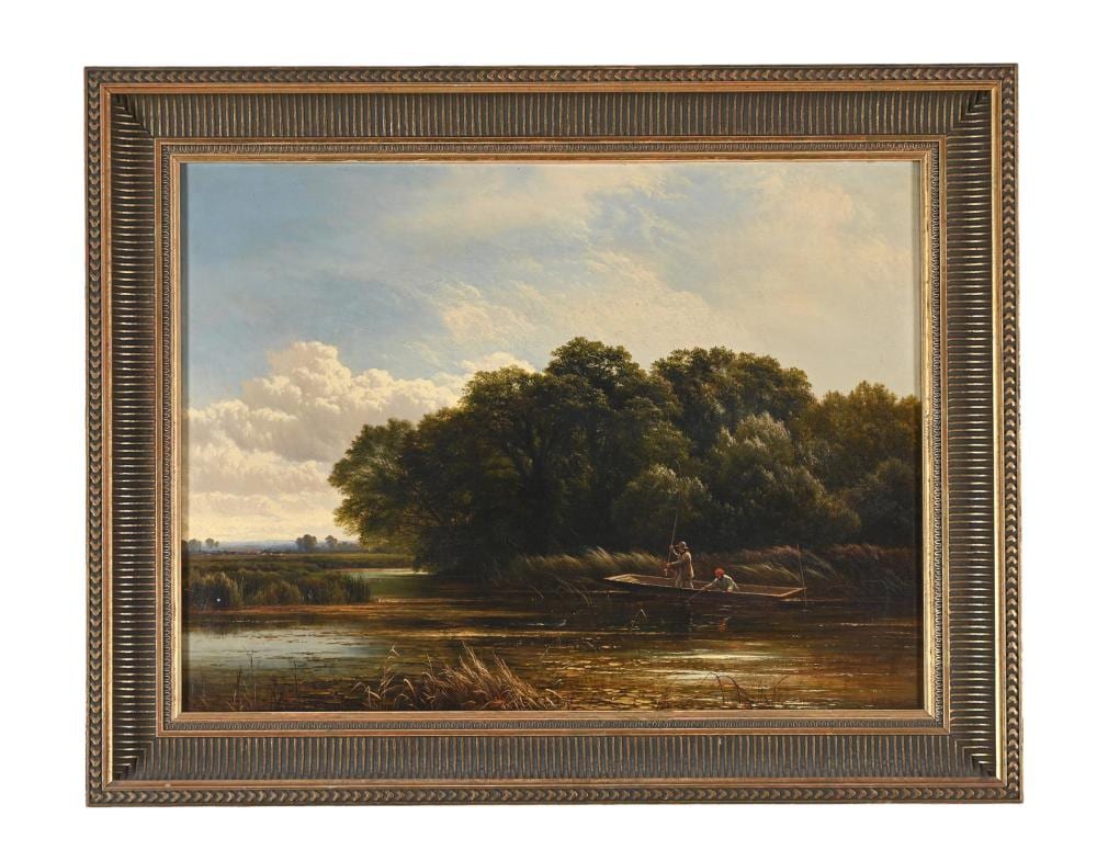 Arthur Gilbert comparable auction result: arthur gilbert british 1819 1895 lake scene with anglers fishing
