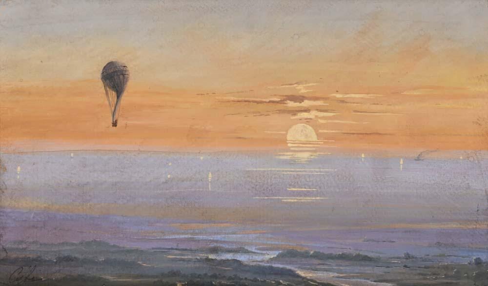 Ippolito Caffi comparable auction result: ippolito caffi belluno 1809 lissa 1866 balloon flight