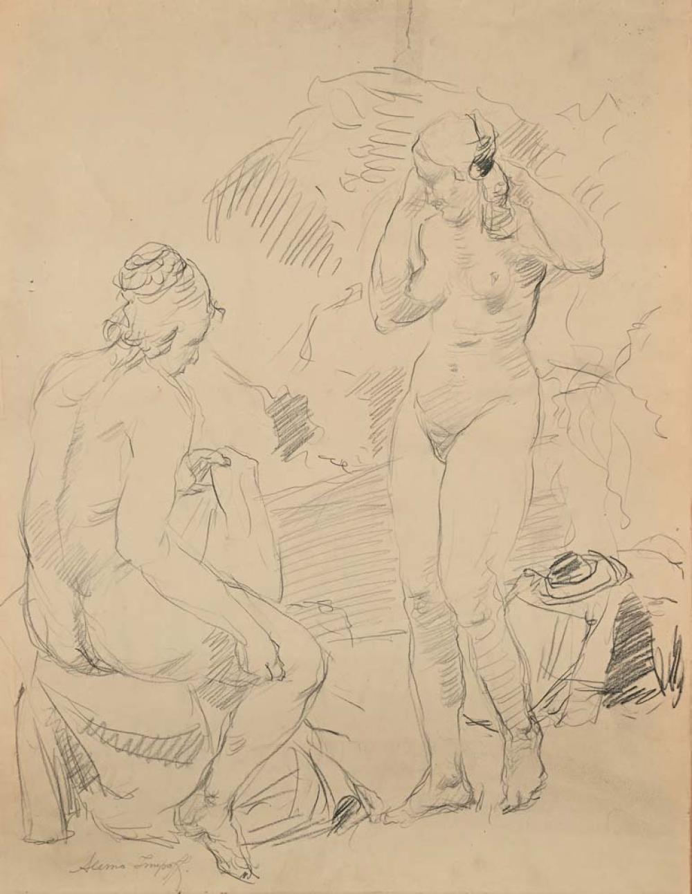 Alessio Issupoff comparable auction result: alessio issupoff vyatka 1889 rome 1957 two female nudes