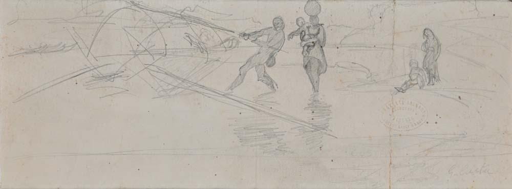 Bonaventura Genelli comparable auction result: giovanni nino costa rome 1826 marina di pisa 1903 clam fisherwomen