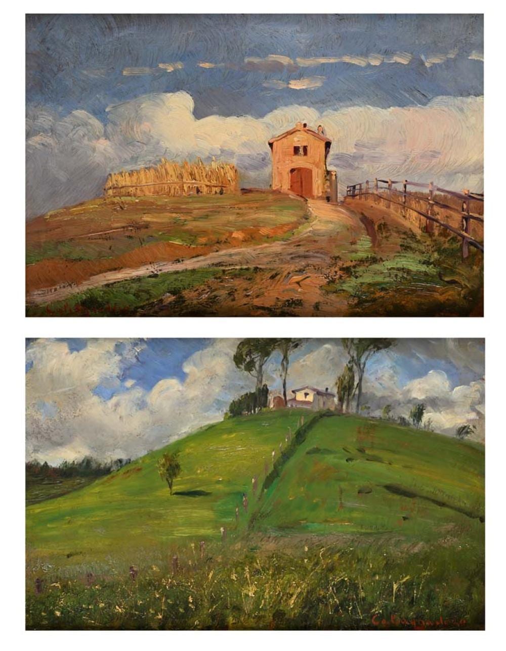 Antonino Calcagnadoro comparable auction result: antonino calcagnadoro rieti 1876 rome 1935 two countryside landscapes