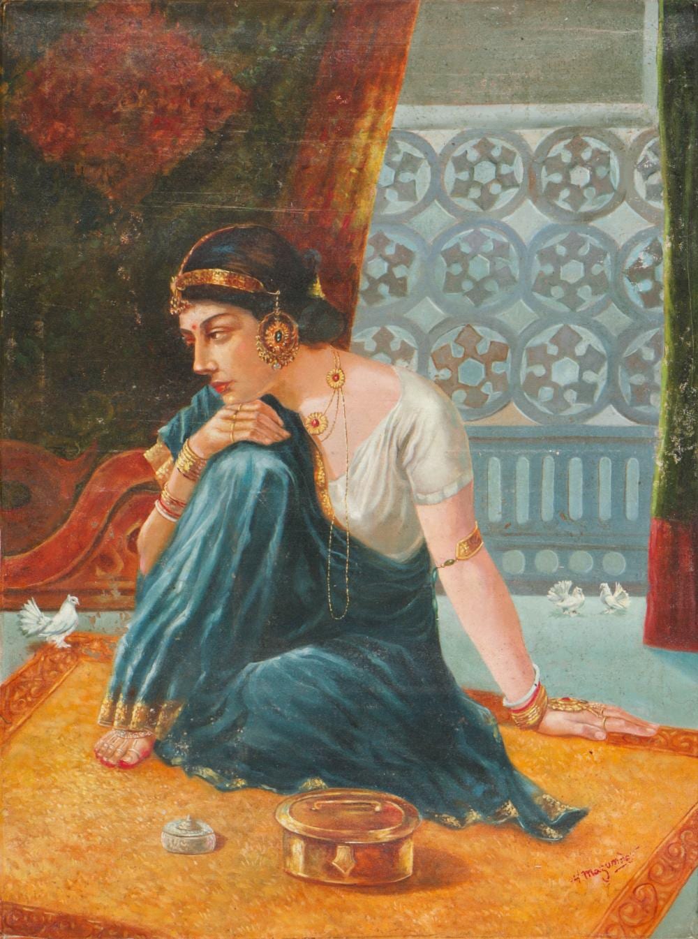 Hemendranath Mazumdar comparable auction result: hemendranath mazumdar indian 1894 1948 oil painting 40 x 30