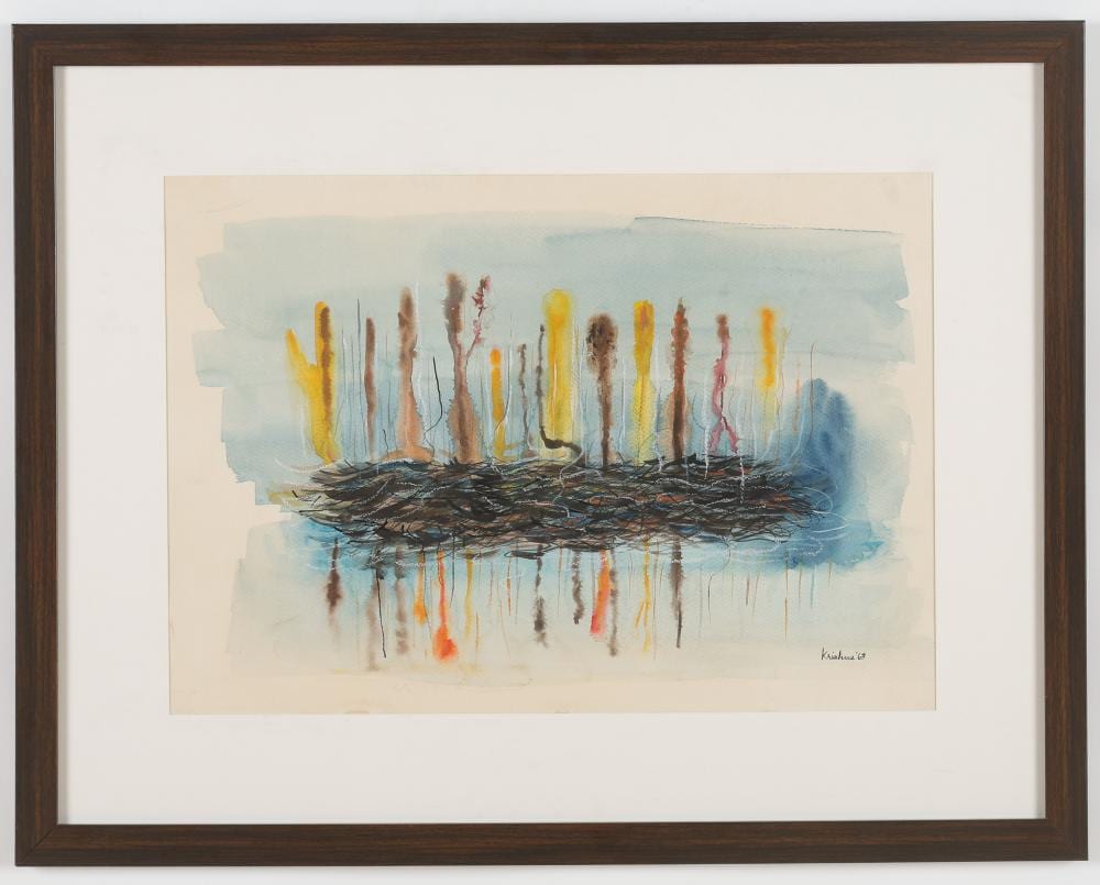 Krishna Reddy comparable auction result: krishna reddy indian 1925 2018 watercolor painting 14 x 20
