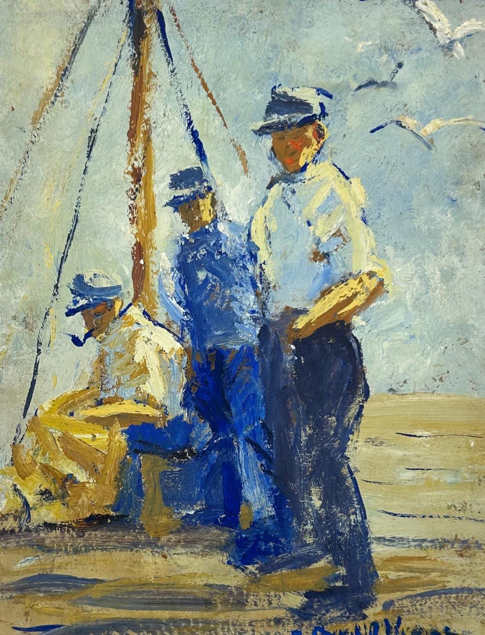 Dorothy Churchill Wyman comparable auction result: dorothy churchill wyman 1899 1993 3 fishermen provincetown oil on panel 11 x 9 15 1 2 x 11 1 2 framed