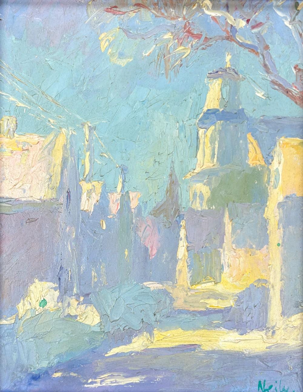 Hilda Neily comparable auction result: hilda neily 1947 heritage museum oil on panel 10 x 8 14 x 12 framed