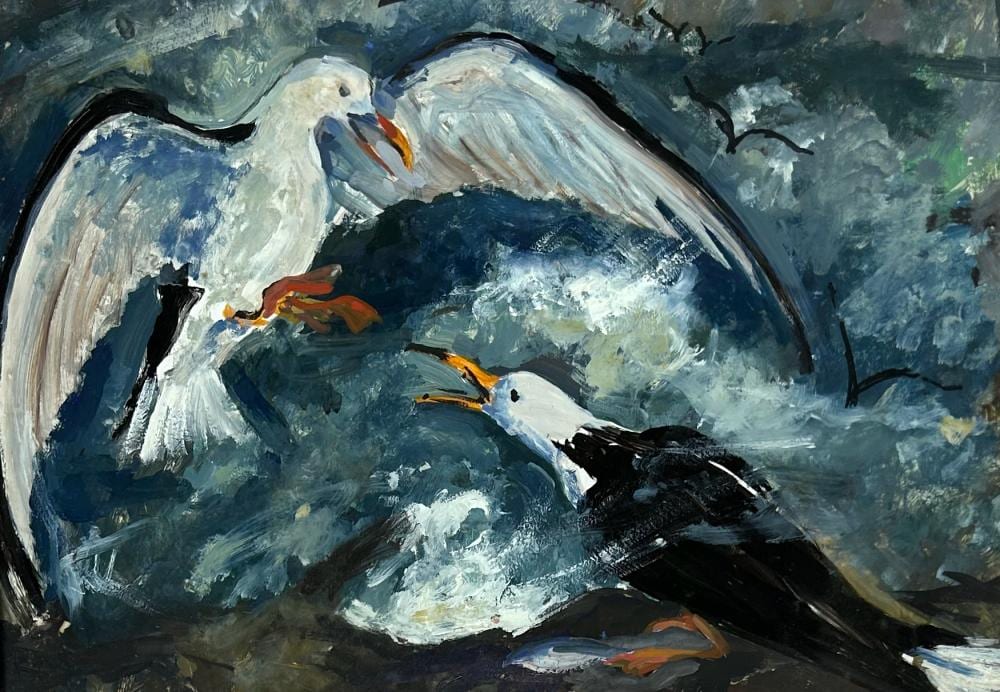 nancy whorf 1930 2009 gulls oil on paper 17 1 2 x 24 1 2 sight 22 1 2 x 29 1 2 framed · Bakker Auctions · 2026-06-06 Nancy Whorf comparable auction result: nancy whorf 1930 2009 gulls oil on paper 17 1 2 x 24 1 2 sight 22 1 2 x 29 1 2 framed