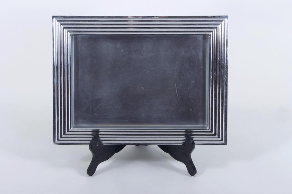 Norman Bel Geddes comparable auction result: norman bel geddes american 1893 1958 manhattan art deco cocktail tray chrome plated metal
