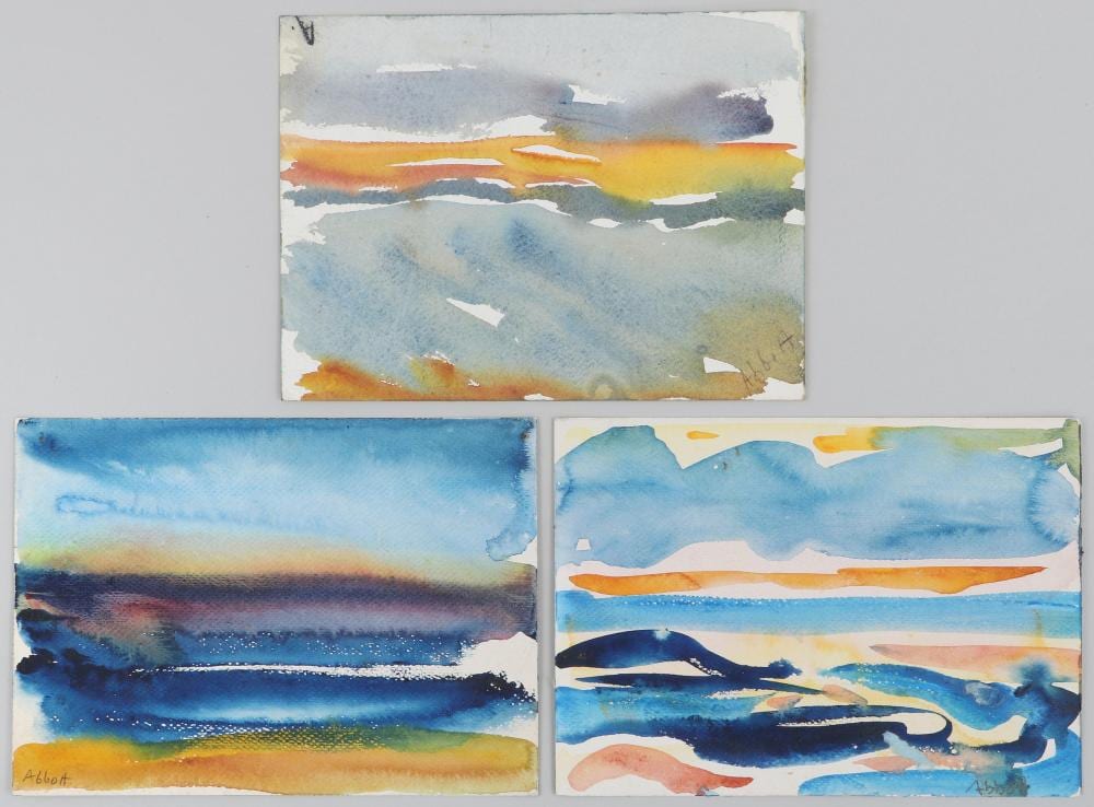 Mary Ogden Abbott comparable auction result: mary abbott american 1921 2019 group of 3 abstract watercolor on paper