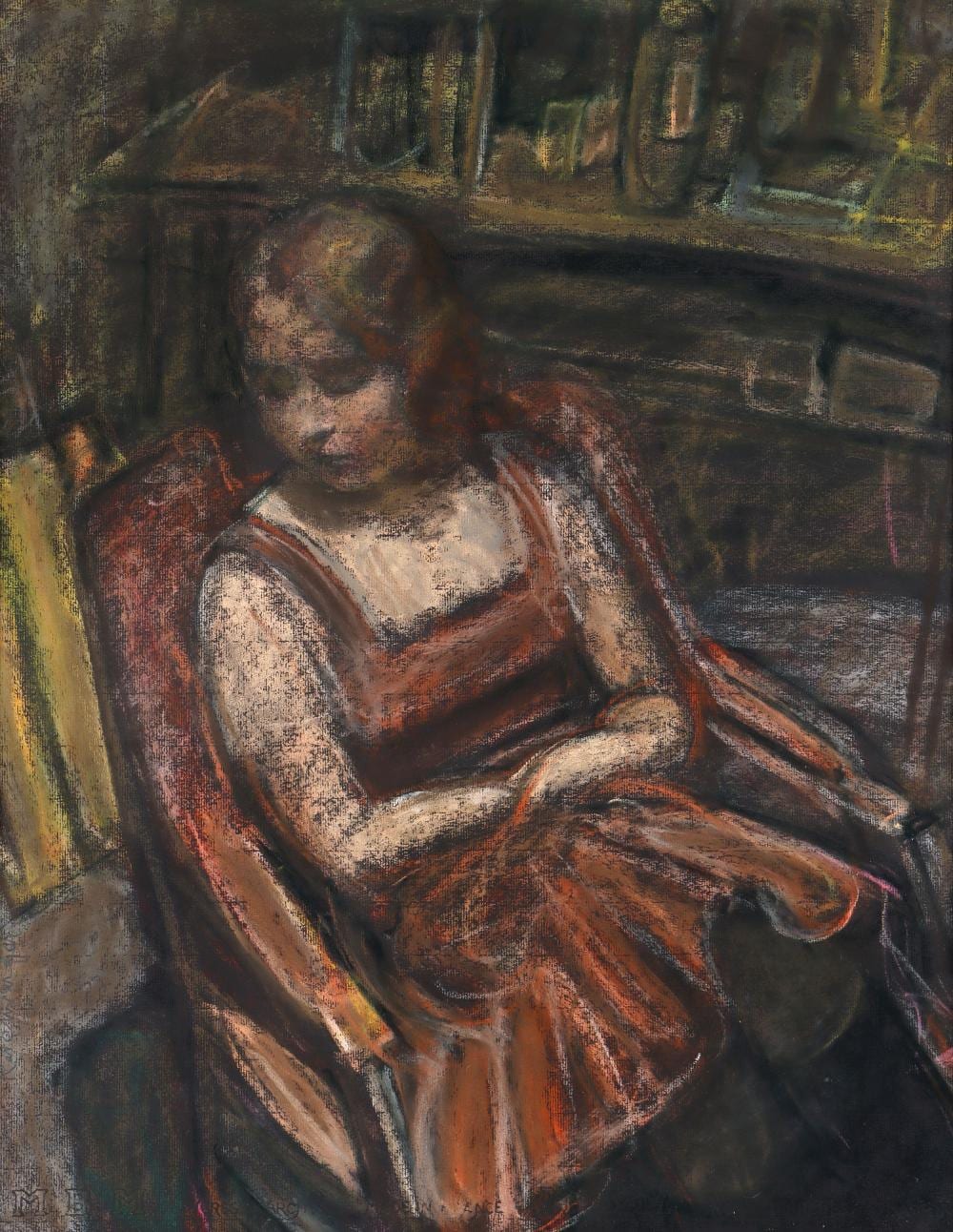 Jan Rauchwerger comparable auction result: jan rauchwerger israeli b 1942 seated girl pastel on paper