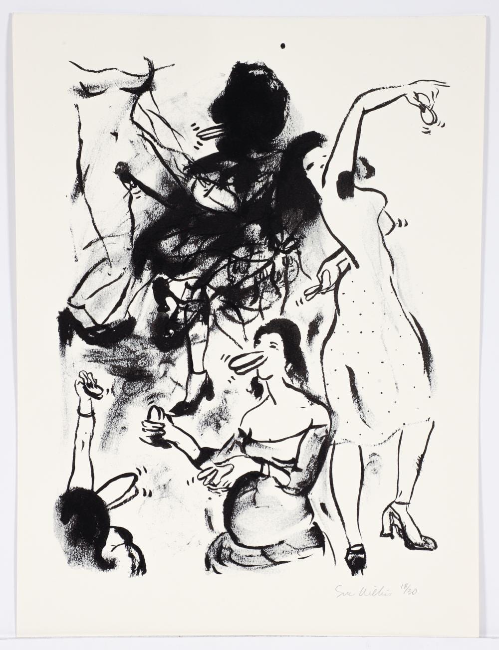 Sue Williams comparable auction result: sue williams 1992 orig litho castanets signed