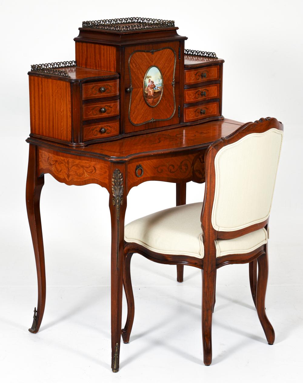 Inlaid Louis XV Style Secretary Desk and Antique Chair sold by Concept Art Gallery, lot 303 — auction record photograph
