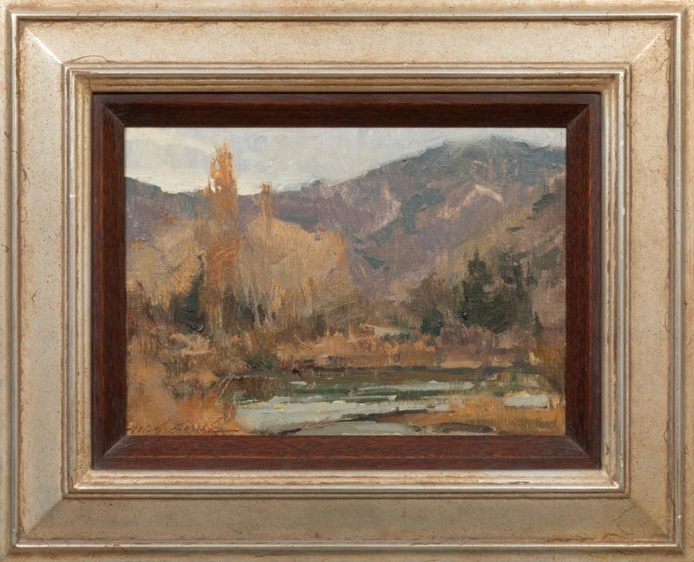 Michael Lynch comparable auction result: michael lynch american colorado b 1950 autumn on the colorado river oil on masonite