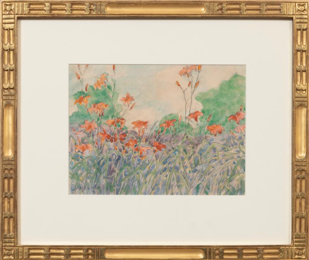 Ellsworth Woodward comparable auction result: ellsworth woodward american louisiana 1861 1939 daylilies watercolor and graphite on paper