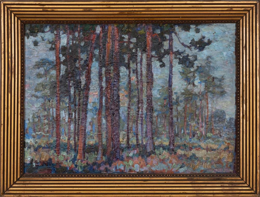 Ellsworth Woodward comparable auction result: ellsworth woodward american louisiana 1861 1939 st tammany pines oil on paper mounted to panel