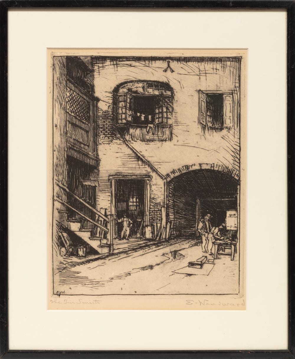 Ellsworth Woodward comparable auction result: ellsworth woodward american louisiana 1861 1939 the tin smith etching on paper laid on board