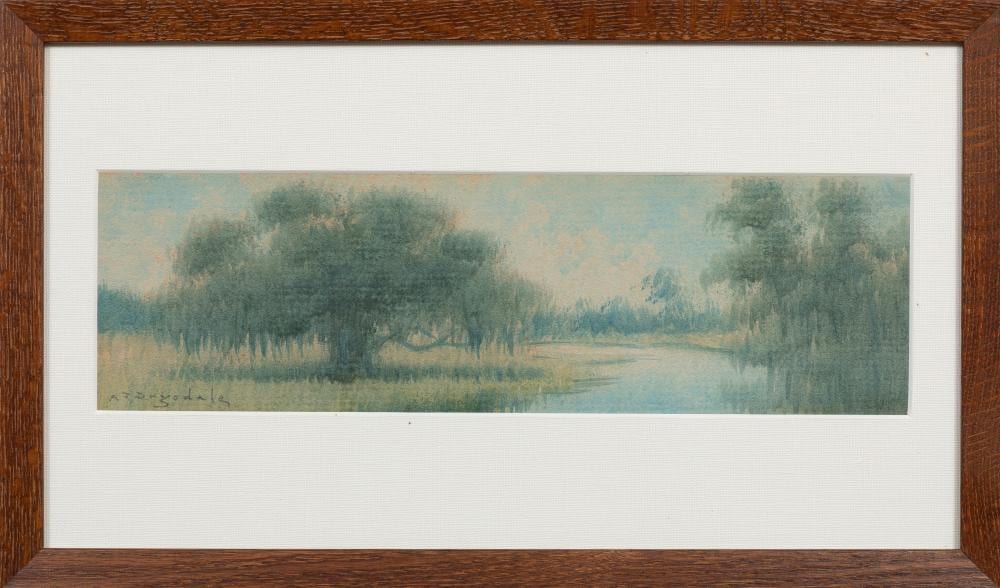 Alexander John Drysdale comparable auction result: alexander john drysdale american louisiana 1870 1934 louisiana bayou oil wash on board