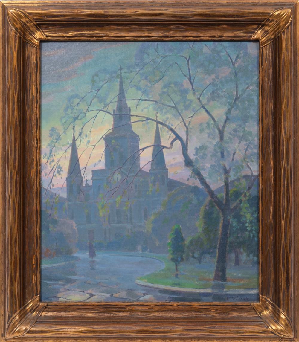 clarence millet american louisiana 1897 1959 st louis cathedral oil on canvas · Neal Auction Company · 2026-06-05 Clarence Millet comparable auction result: clarence millet american louisiana 1897 1959 st louis cathedral oil on canvas