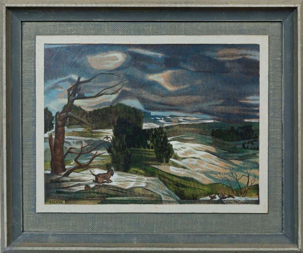 John McCrady comparable auction result: john mccrady american mississippi 1911 1968 escape carbon acrylic on paper laid on board