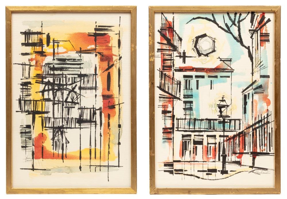 Johnny Donnels comparable auction result: johnny donnels american louisiana 1924 2009 french quarter scenes 2 watercolors and ink on paper laid on board