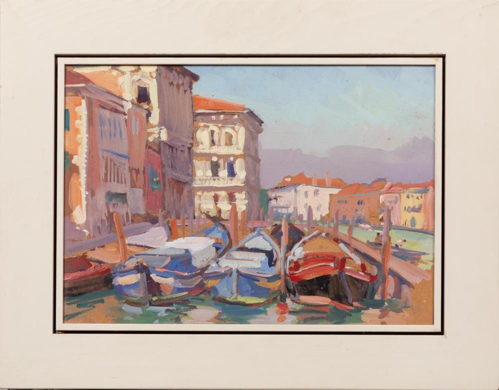 Tony Green comparable auction result: tony green italian louisiana b 1954 grand canal parking lot gouache on paper