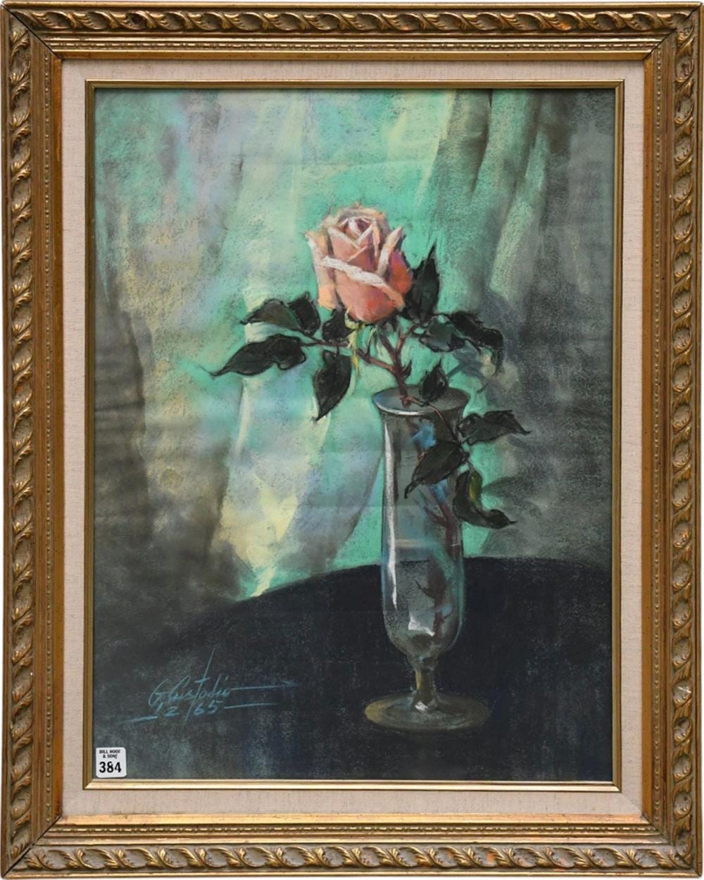 Gabriel Custodio comparable auction result: gabriel custodio filipino 1912 1993 pastel still life rose sight 24 x 18 inches overall frame size 29 x 23 inches