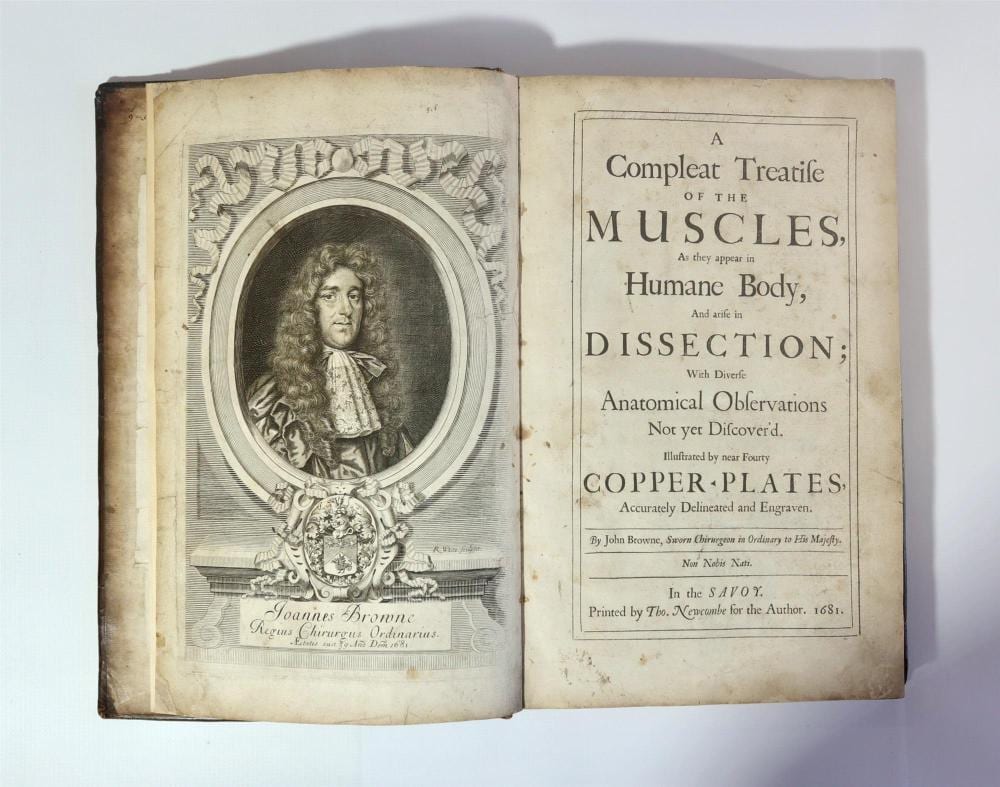 Jacques Louis Roux comparable auction result: browne john a compleat treatise of the muscles as they appear in the humane body and arise in dissection with diverse anatomica