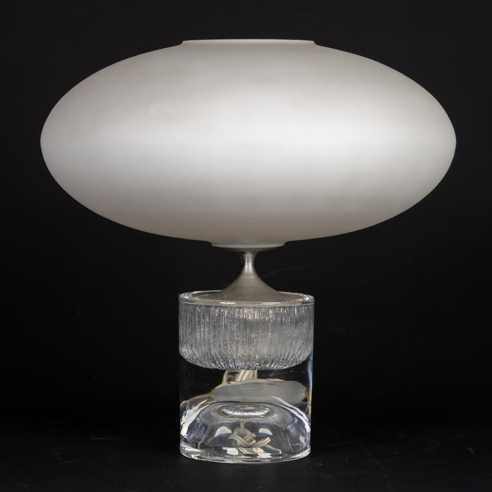 Nancy Daum Freres comparable auction result: daum nancy a space age table lamp opaline glass on glass circa 1970
