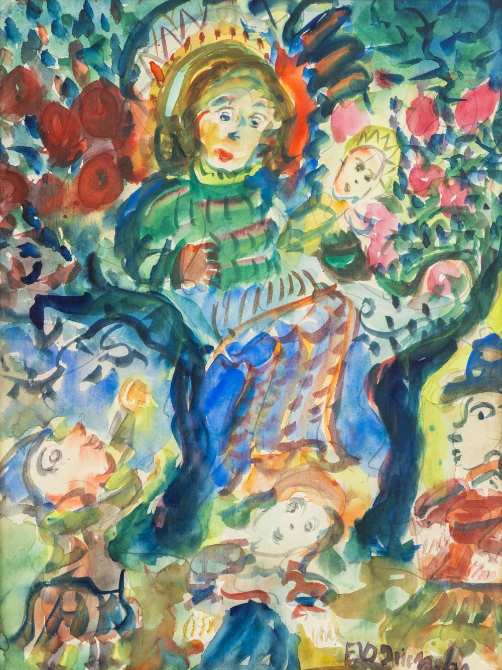 Ernest van den Driessche comparable auction result: ernest van den driessche 1894 1985 figurative composition watercolour on paper