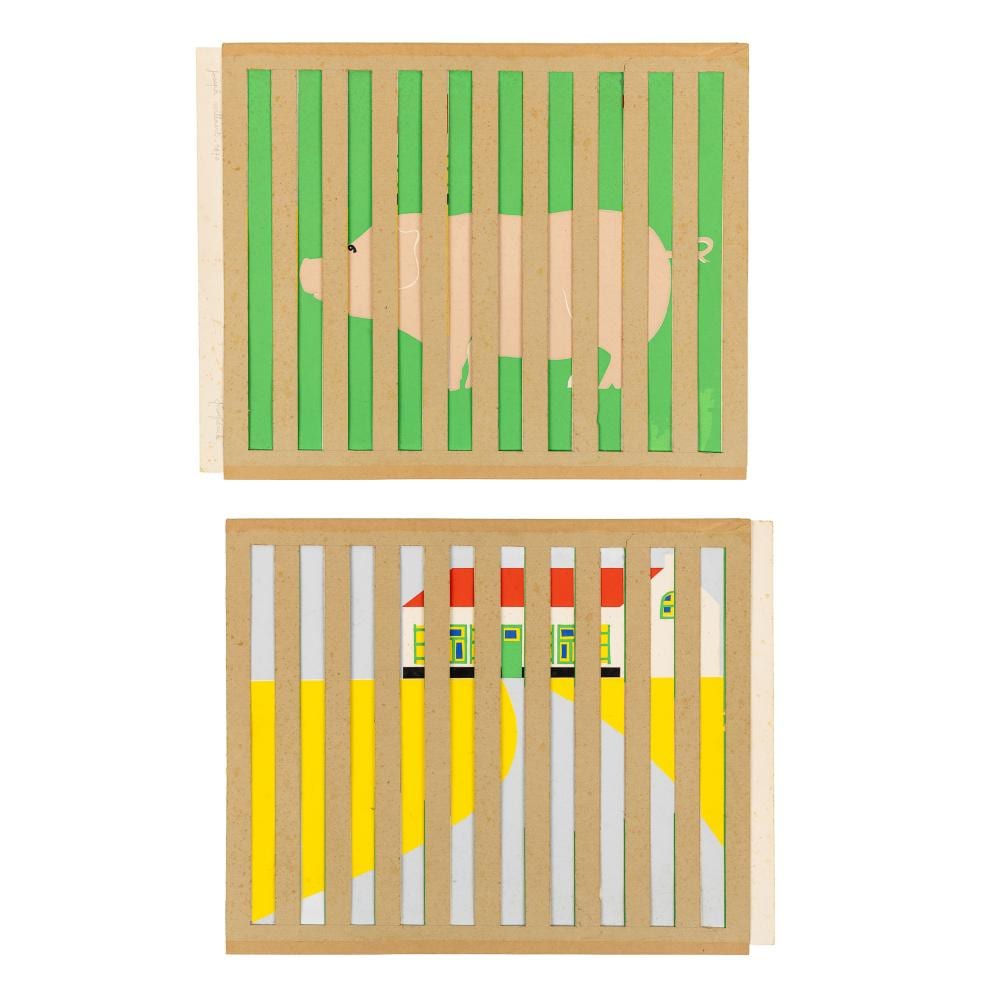 Joseph Willaert comparable auction result: joseph willaert 1936 2014 schuifraampje varkenshof met varkentje proof print screen print on paper 1970