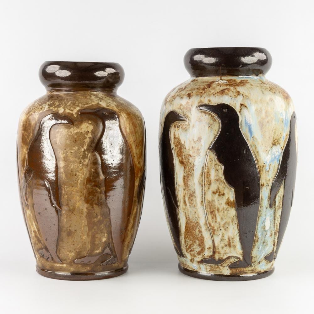 roger guerin 1896 1954 atrr two vases with penguin decoration glazed ceramic for armogr s bouffioulx circa 1960 · Flanders Auctions · 2026-06-09 Roger Guerin comparable auction result: roger guerin 1896 1954 atrr two vases with penguin decoration glazed ceramic for armogr s bouffioulx circa 1960