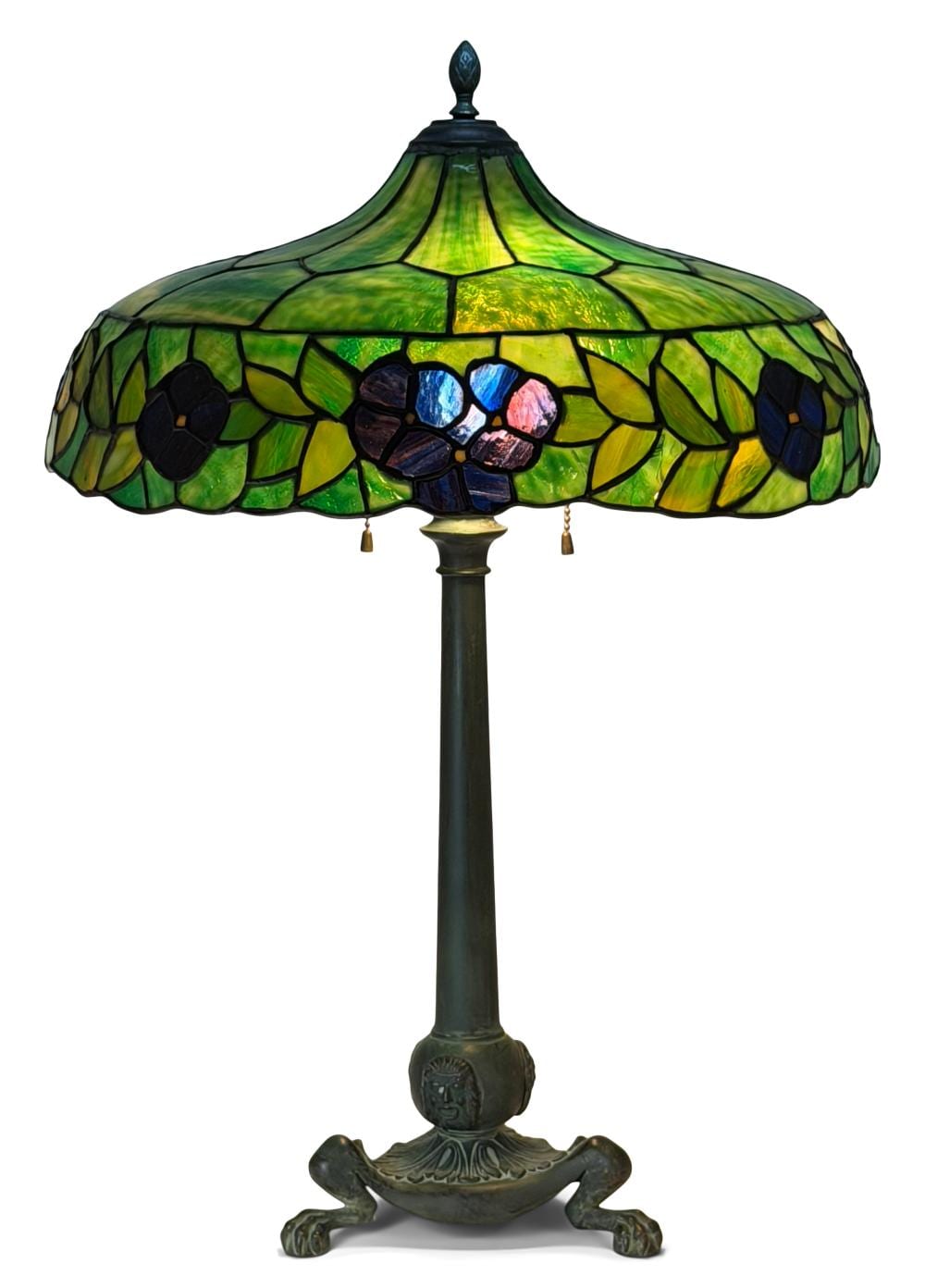 John Morgan comparable auction result: john morgan sons floral lamp shade on a patinated bronze base