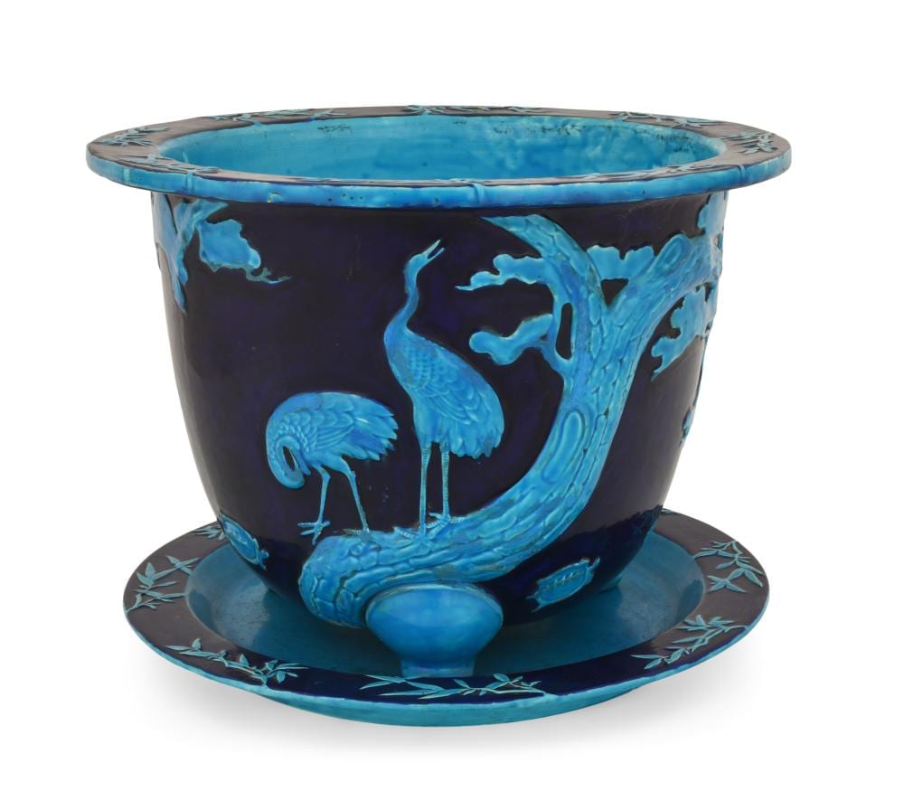 Christopher Dresser comparable auction result: christopher dresser 1834 1904 for mintons jardiniere with storks