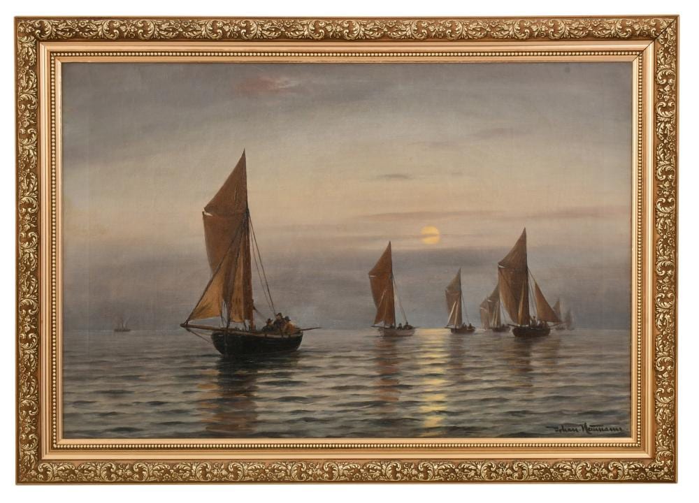Johan Jens Neumann comparable auction result: johan jens neumann danish 1860 1940 seascape with sailing ships