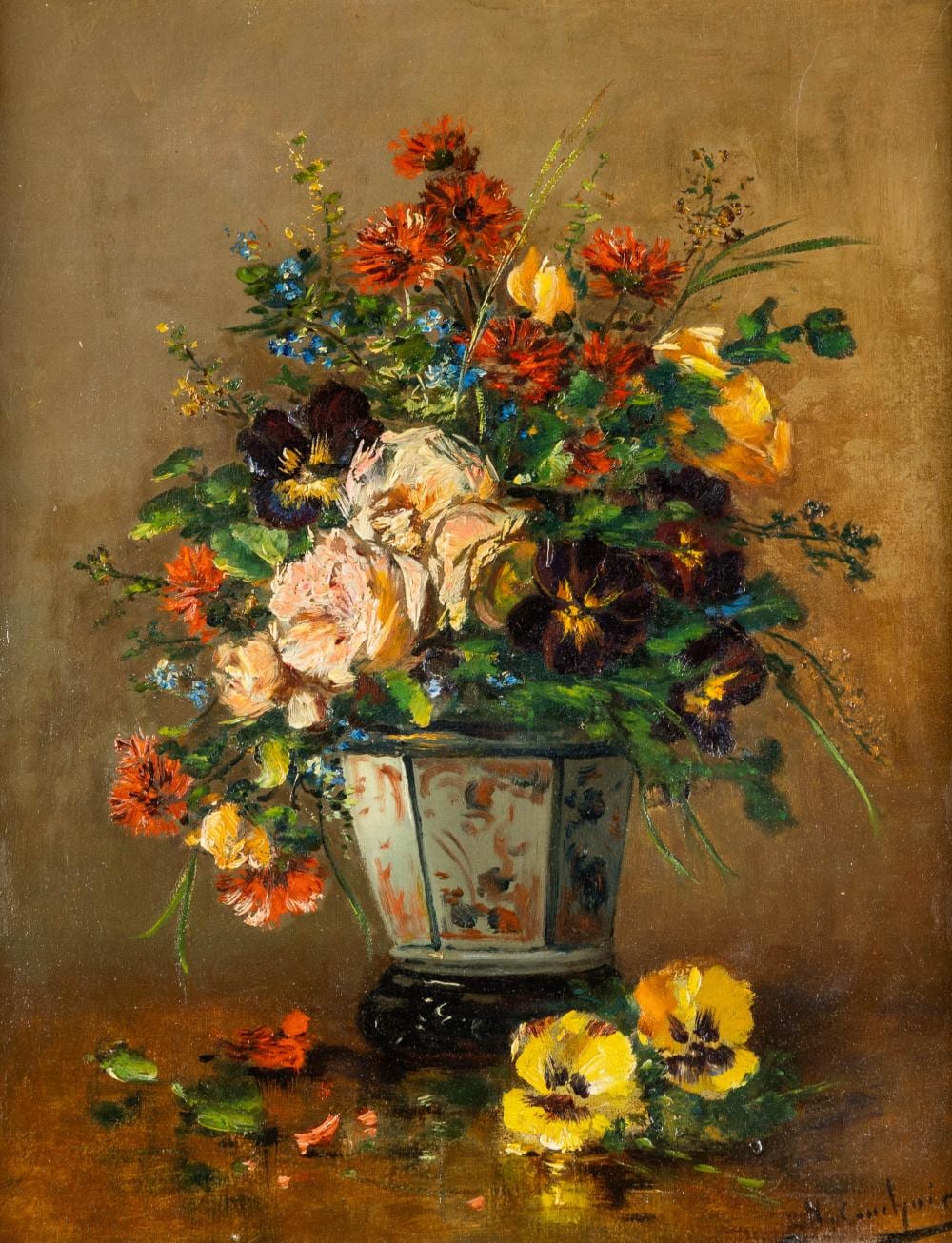 Eugène Henri Cauchois comparable auction result: eug ne henri cauchois 1850 1911 japanese vase with flowers oil on canvas