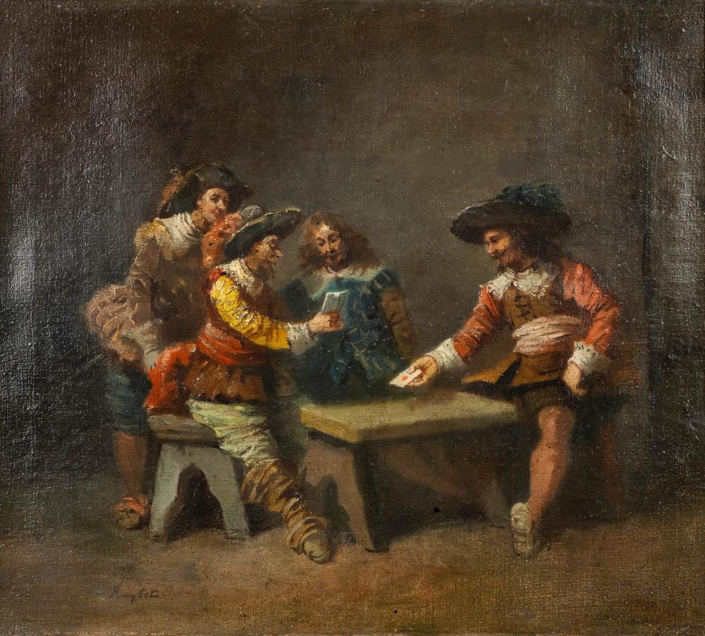 Ferdinand Roybet comparable auction result: ferdinand roybet 1840 1920 playing a card game oil on canvas