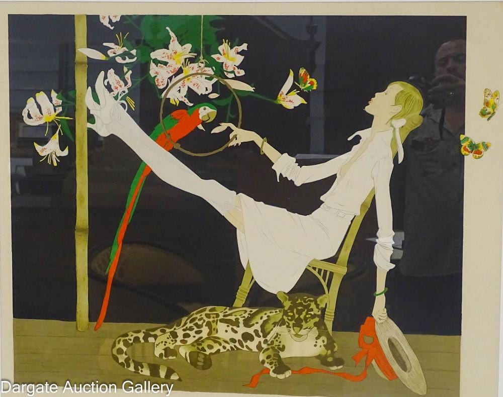 Philippe Henri Noyer comparable auction result: philippe henri noyer lithograph girl with leopard