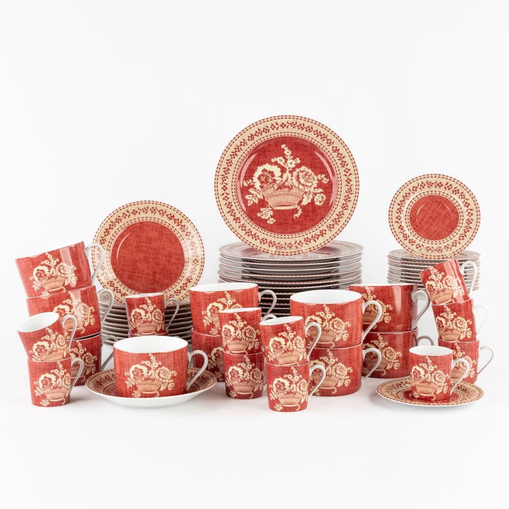 Limoges comparable auction result: limoges pierre frey model paniers fleuris a 65 piece coffee and cake service france 20th c