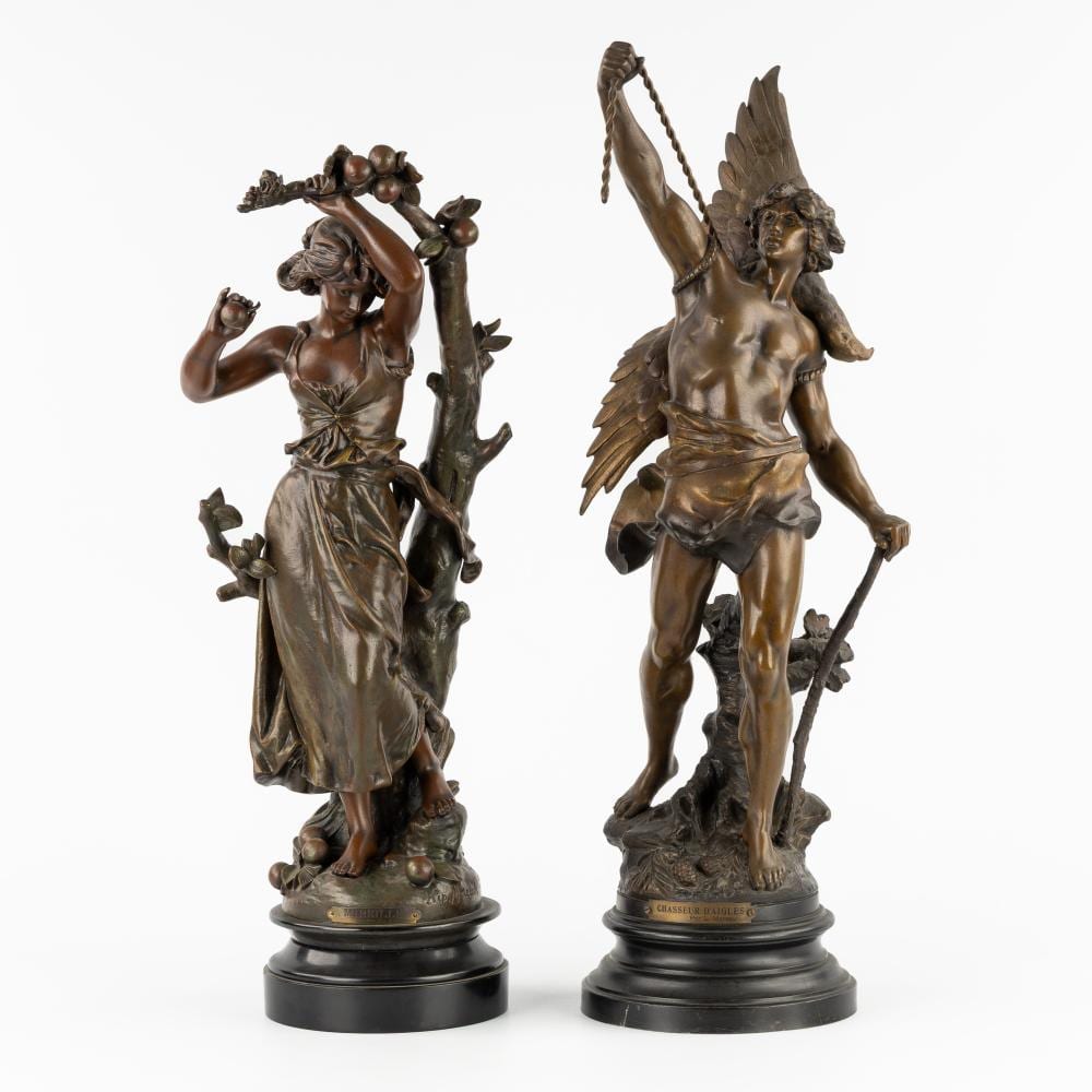 Hippolyte Moreau comparable auction result: hippolyte moreau 1832 1927 and louis moreau 1883 1958 chasseur d aigles and mireille two spelter sculptures