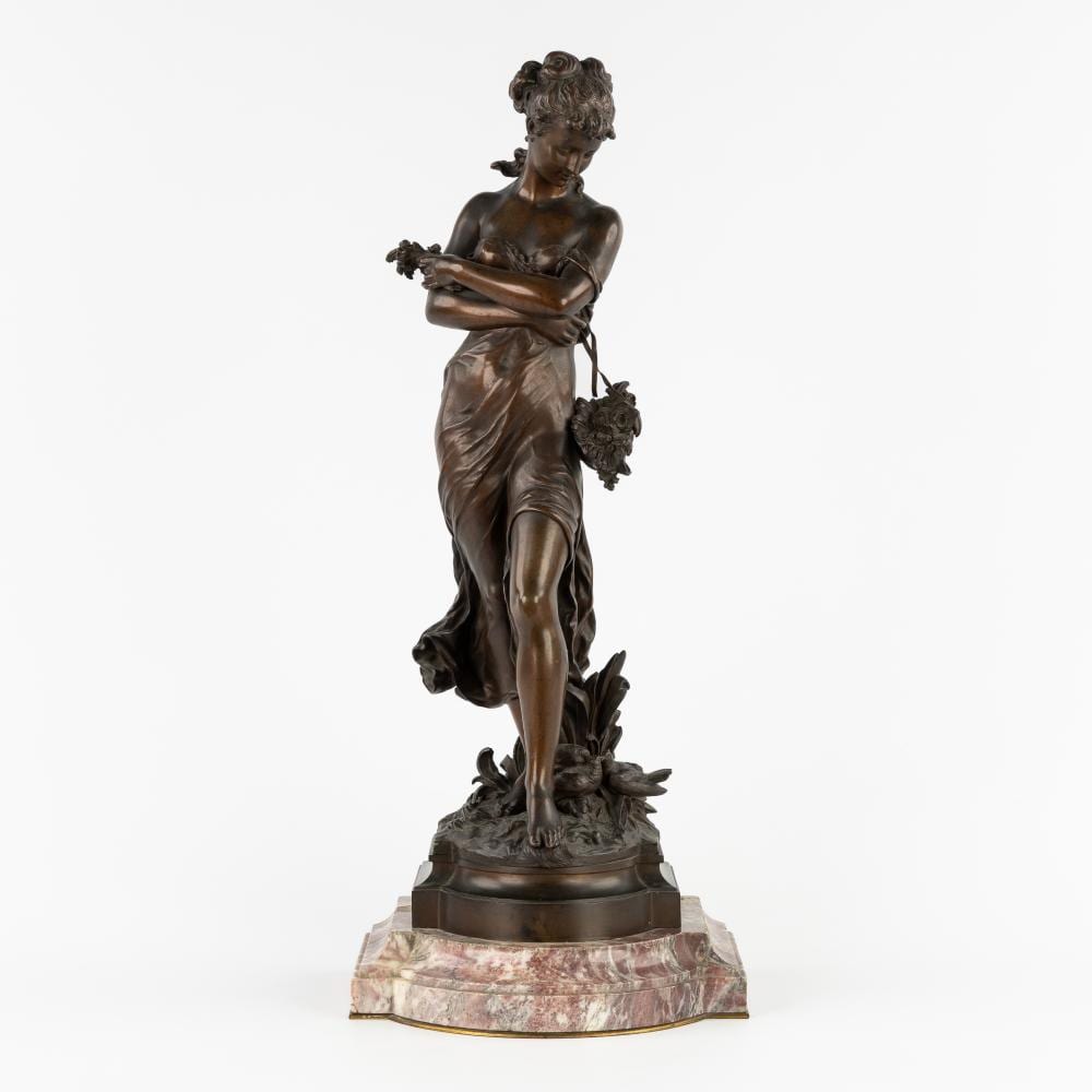Hippolyte Moreau comparable auction result: hippolyte moreau 1832 1927 le printemps patinated bronze on marble
