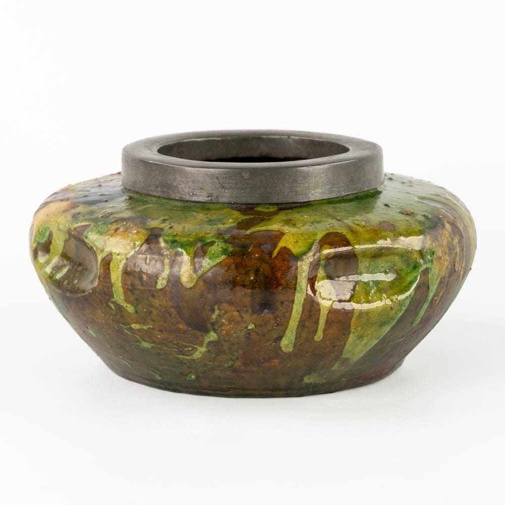 Arthur Craco comparable auction result: arthur craco 1869 1955 and emile declercq a vase or bowl glazed ceramic mounted with a pewter ring