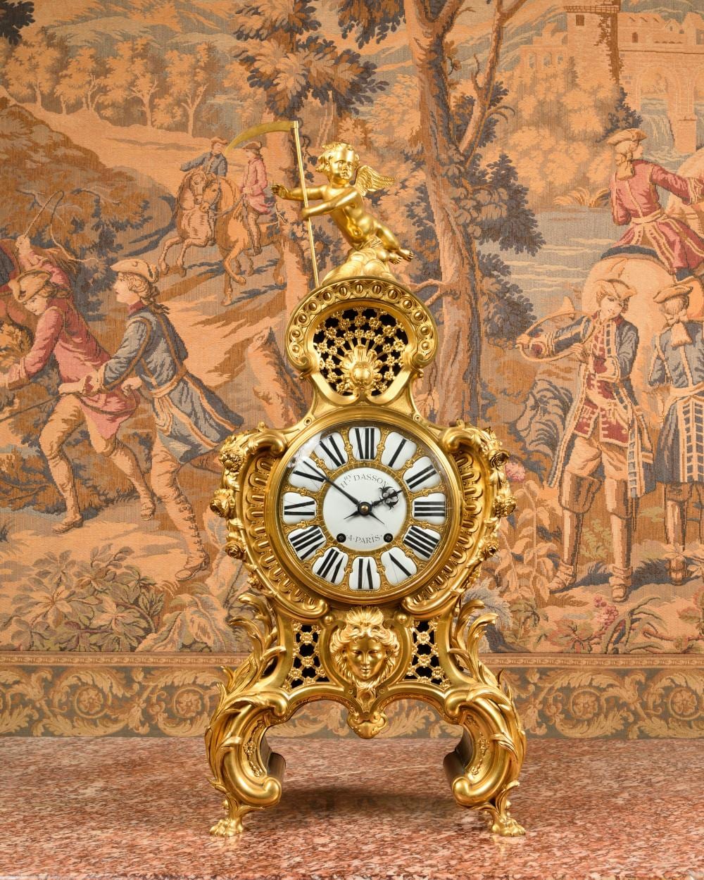 Henri Dasson comparable auction result: henry dasson 1825 1896 important cartel en bronze dor et cisel l amortissement orn d un c