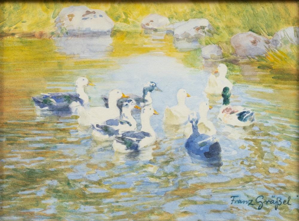 Franz Graeßel comparable auction result: franz gr ssel obersasbach baden 1861 emmering 1948 ducks in the water